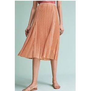 Maeve Anthropologie Rose Pleat Metallic Midi Skirt